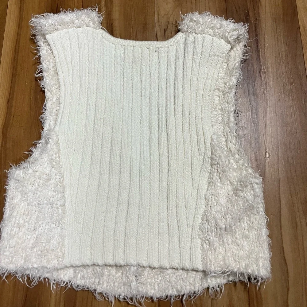 Urban Outfitters Cream Fuzzy Knit Vest | Y2K Cozy Chic | Size S